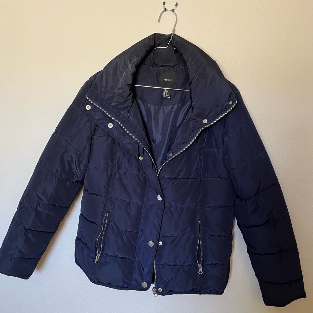 Forever21 Blue Puffer Jacket